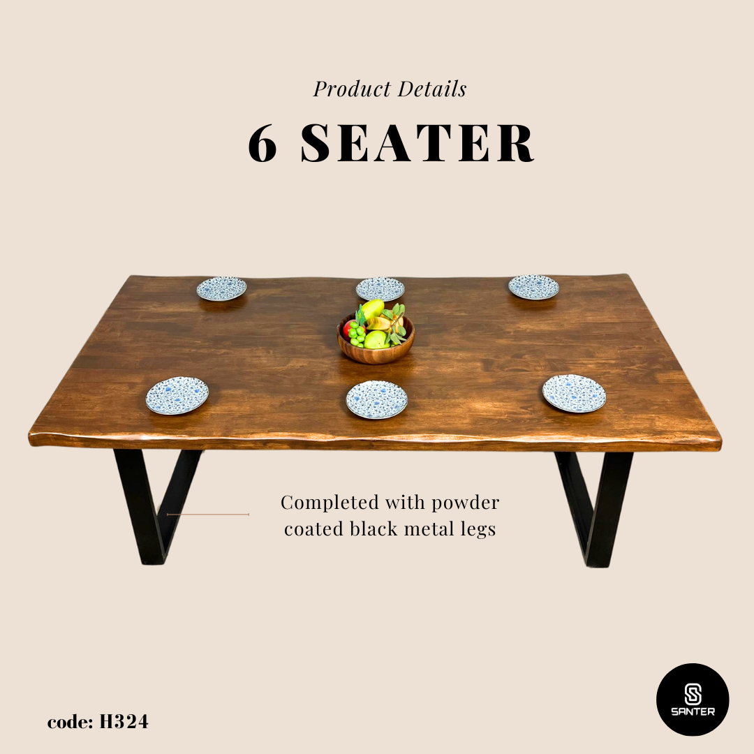 H324. Solid Rubber Wood Dining Table / Dining Bench / Dining Table Set (6 seater)