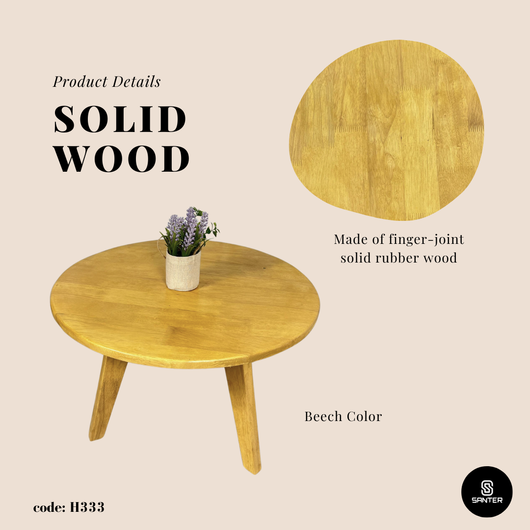 H333. Solid Rubber Wood Coffee Table