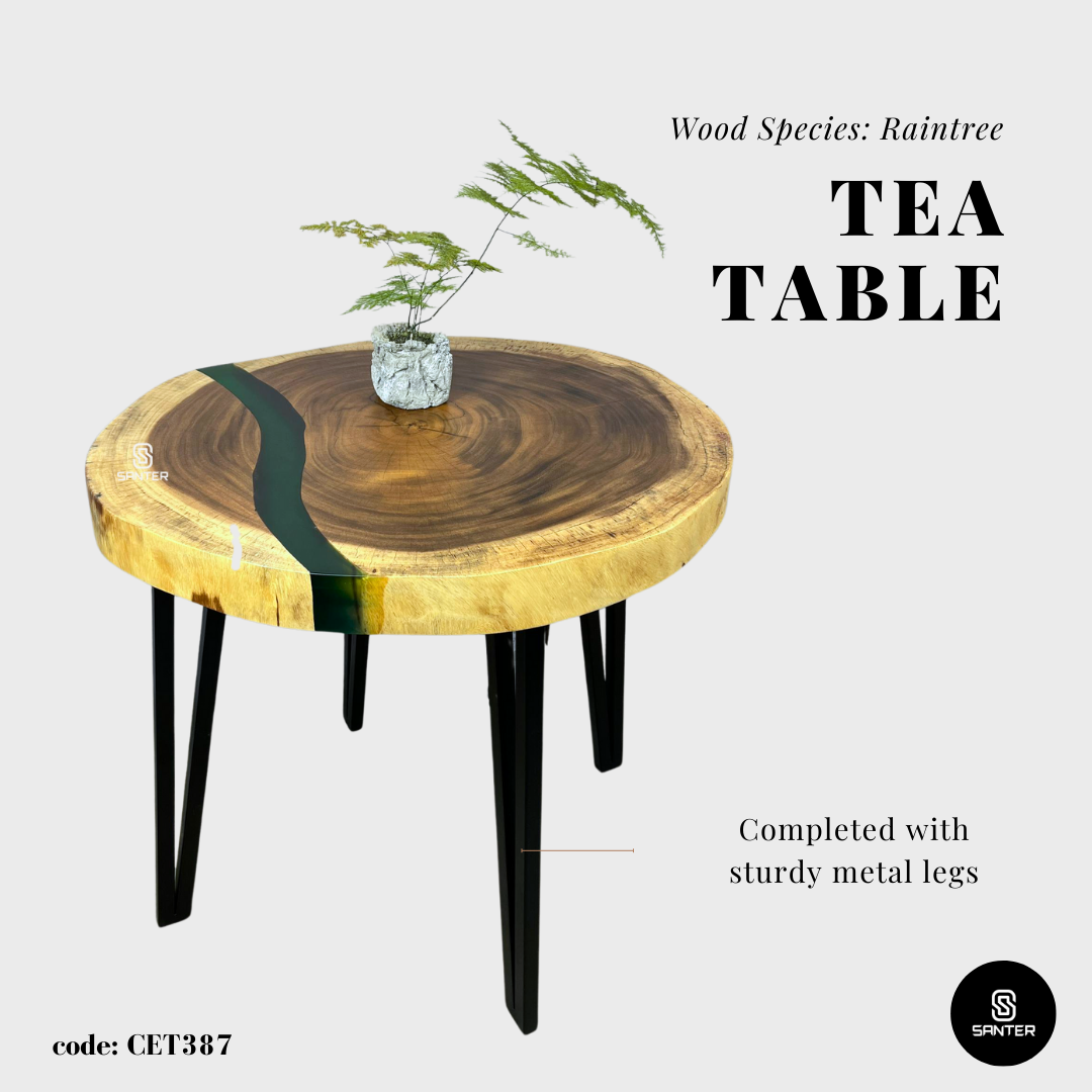 CET387. Raintree Solid Wood Tea Table / Coffee Table (Emerald Green)