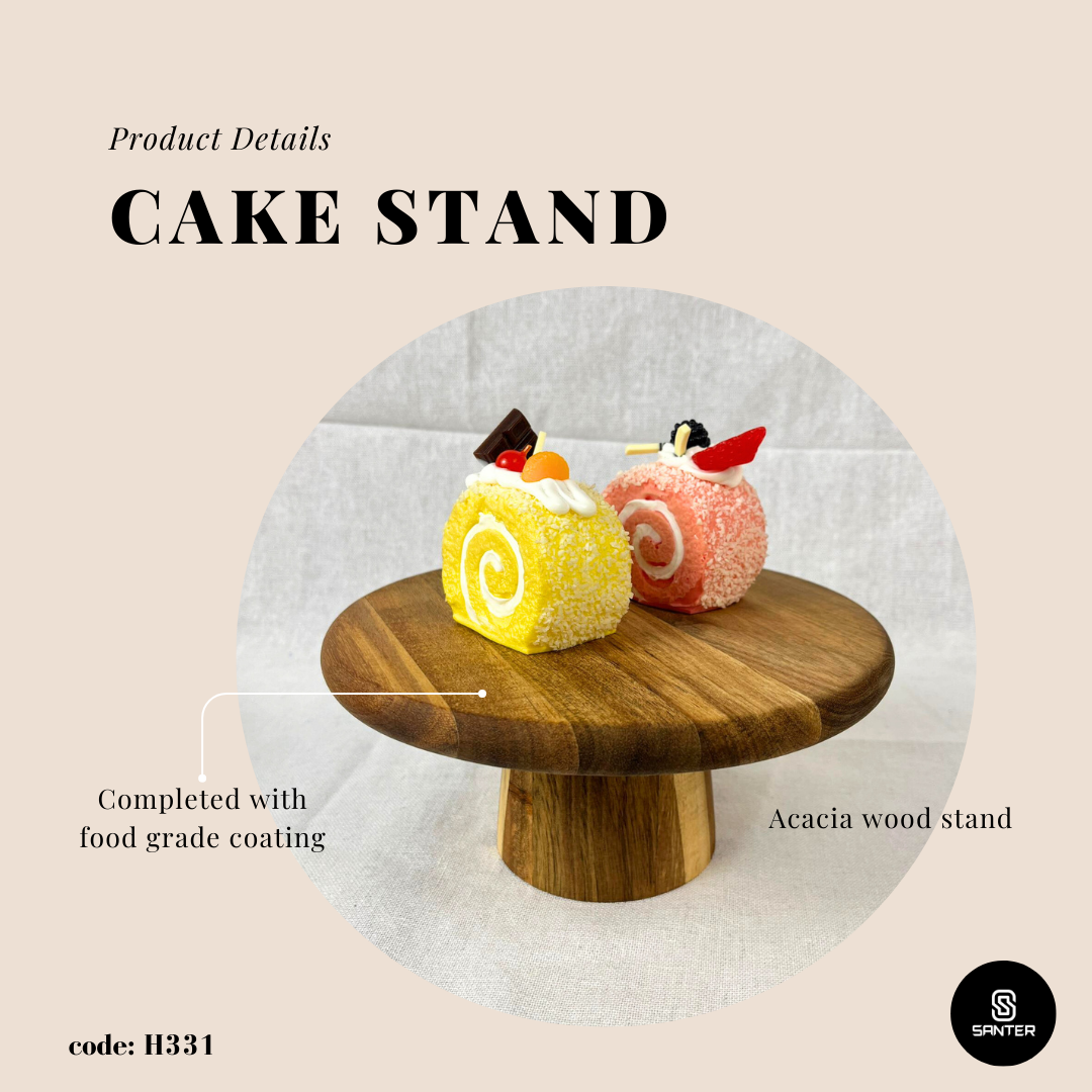 H331. Acacia Wood Cake Stand / Pastry Tray / Serving Tray / Dessert Stand