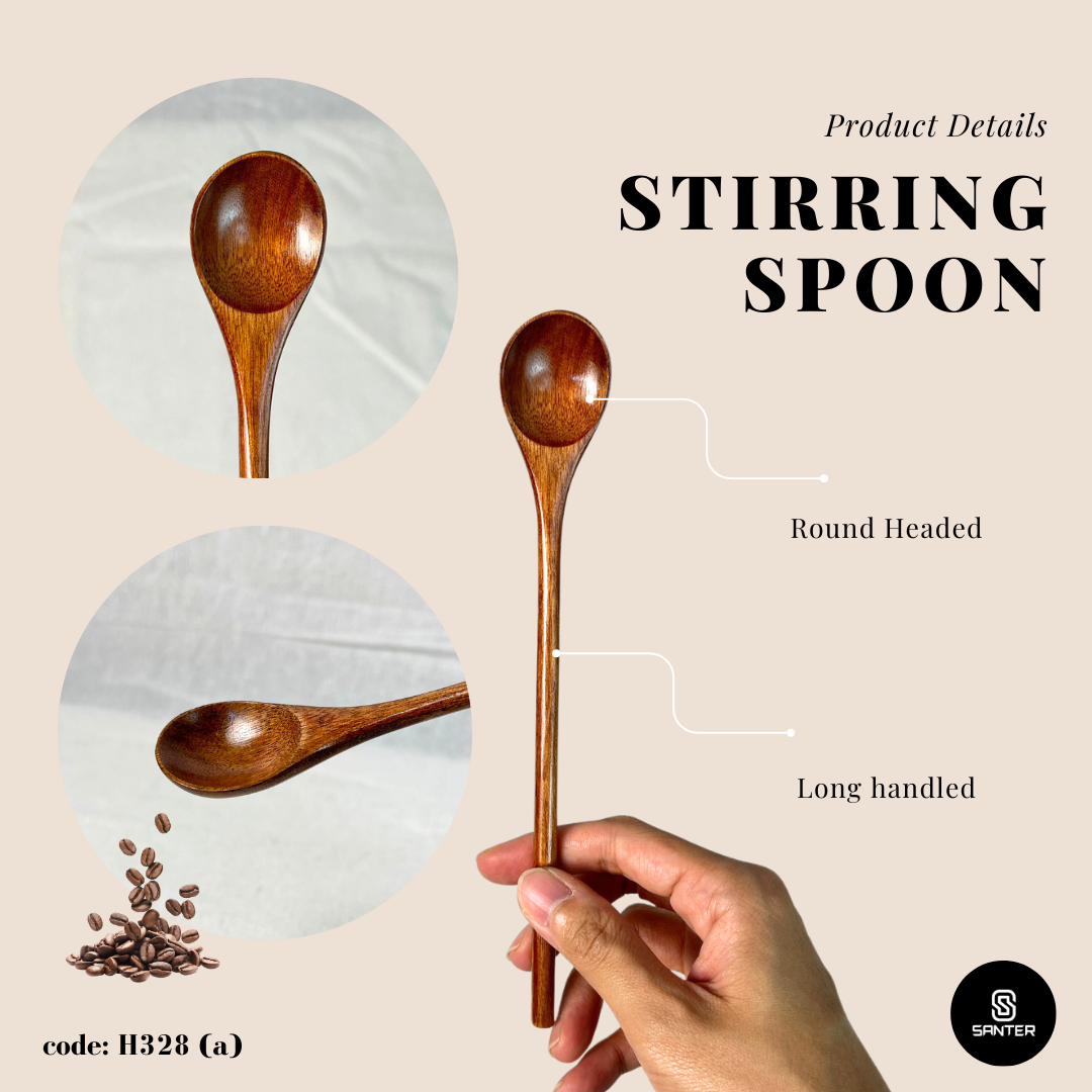 H328. Redwood Wooden Mixing Spoon / Honey Spoon / Coffee Spoon / Stirring Spoon / Cocktail Stirrer Spoon
