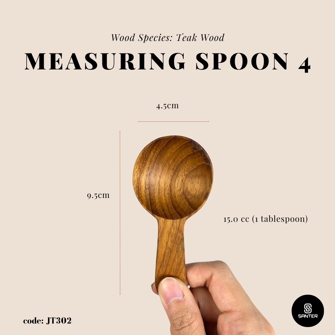 JT302. Teak Wood Wooden Measurings Spoon Set