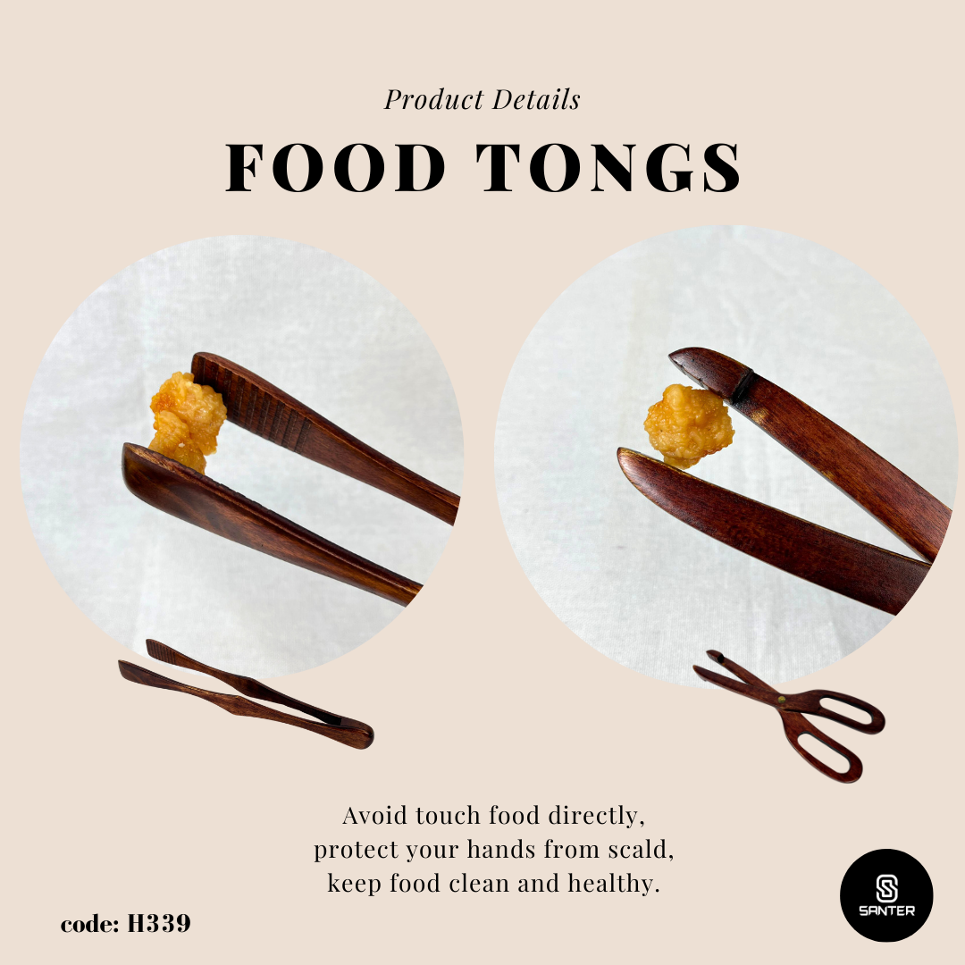 H339. Redwood Wooden Food Tongs / Kitchen Cooking Tool / Wooden Clip Tongs