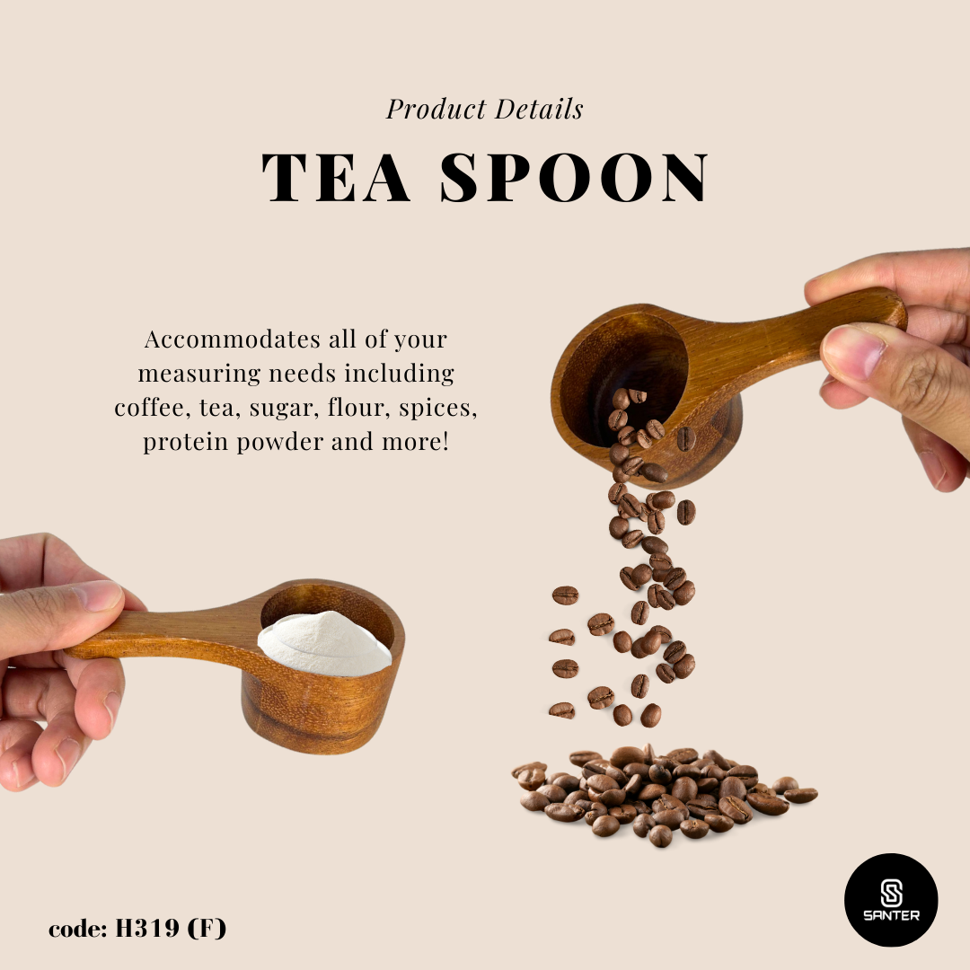 H319 (F). Acacia Wood Wooden Coffee Spoon / Tea Spoon / Wooden Coffee Ground Spoon / Measuring Spoon