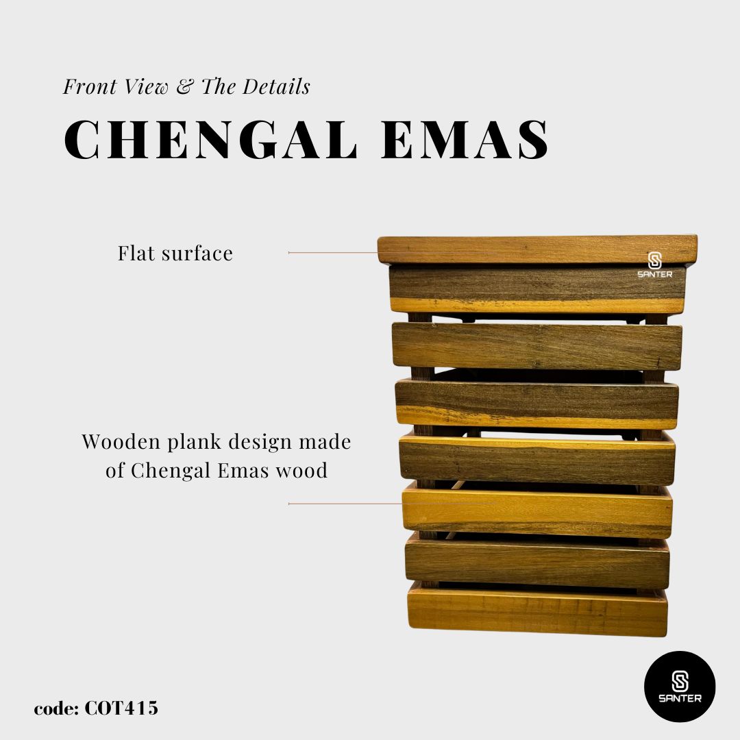 COT415. Chengal Emas Solid Wood Stool / Plant Stool / Side Table / Bedside Table / Sofa Table