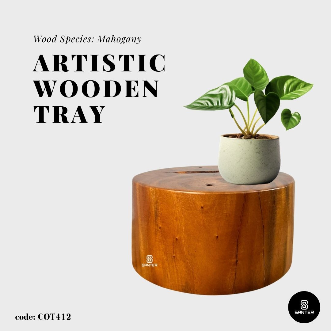 COT412. Mahogany Solid Wood Artistic Base / Wooden Tray / Wooden Base / Plant Tray