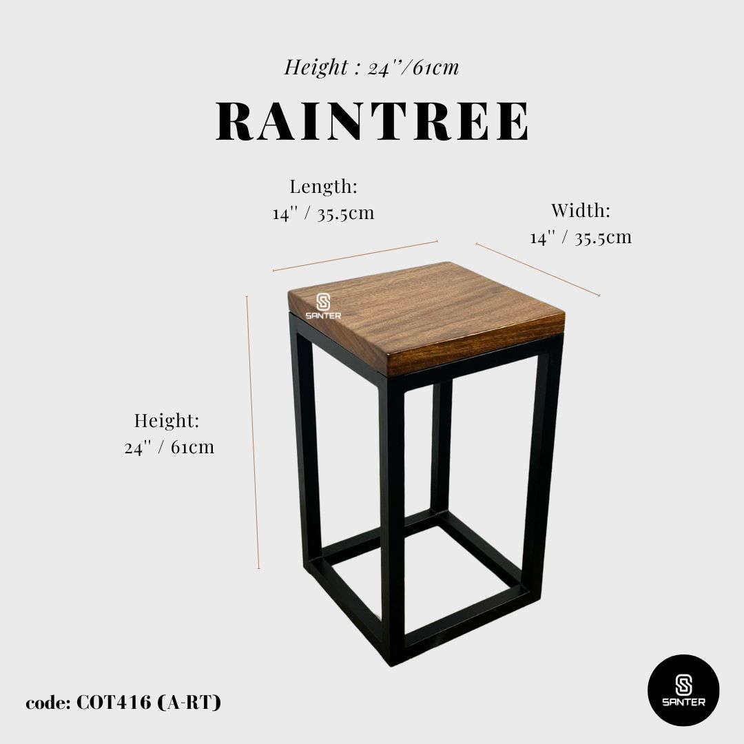 COT416. Chengal Emas or Raintree Solid Wood Wooden Pedestal / Plant Stool / Side Table / Garden Stool / Balcony Stool