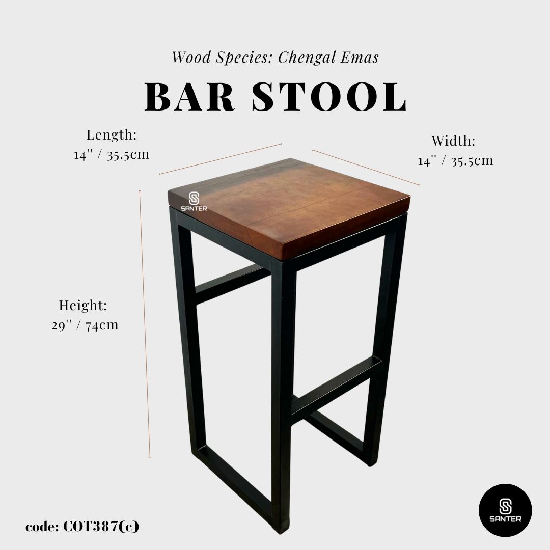 COT387. Chengal Emas Solid Wood Stool/ Chair/ Coffee Table/ Side Table/ Wooden Pedestal/ Bar Stool/ Counter Stool/ Dining Stool