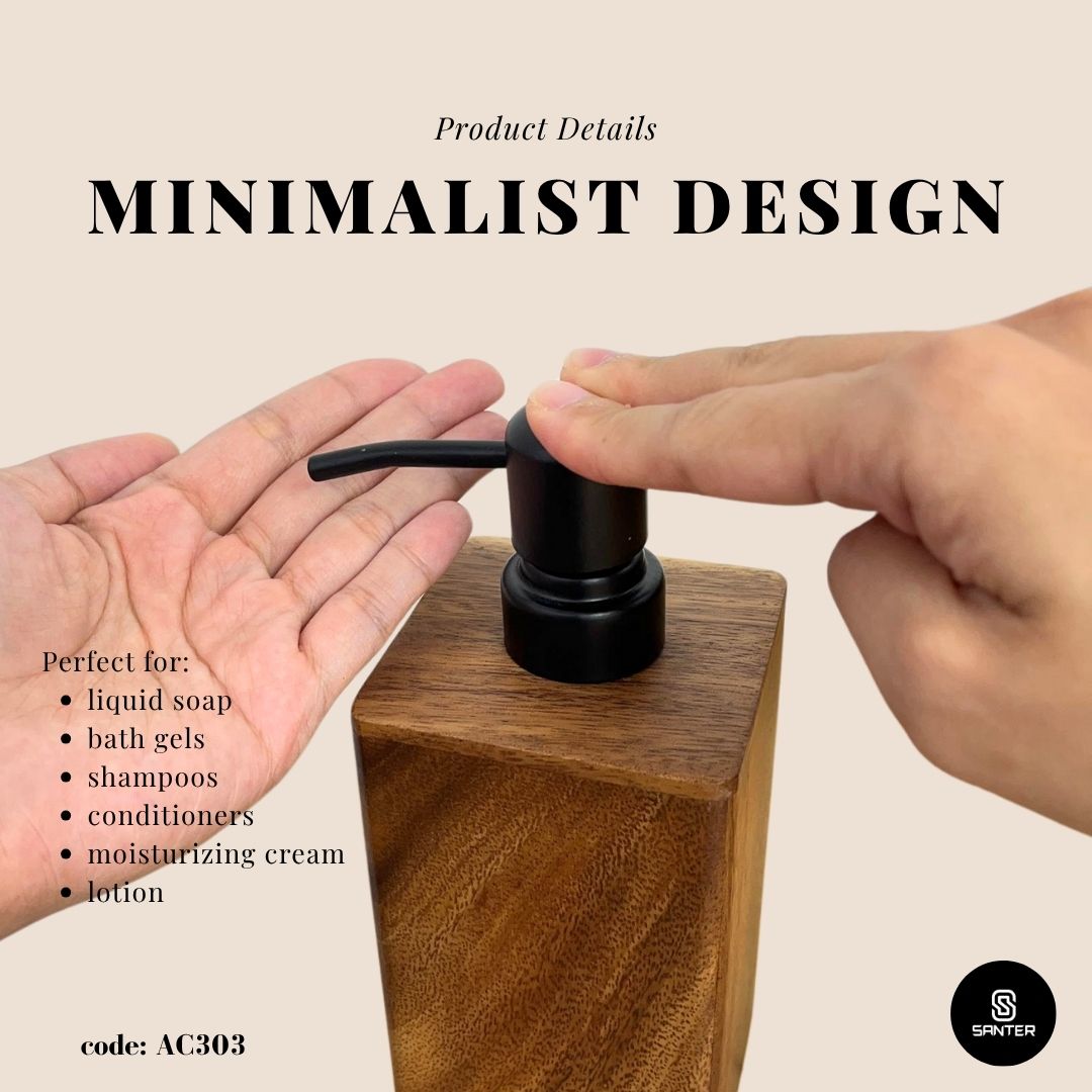 AC303. Acacia Wood Wooden Hand Soap Dispenser/ Liquid Soap Dispenser/ Lotion Dispenser