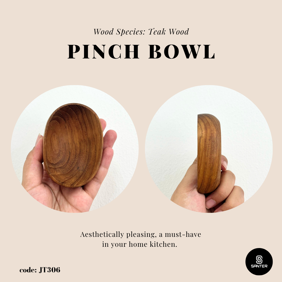 JT306. Teak Wood Wooden Sauce Bowl/ Dipping Bowl/ Pinch Bowl/ Wooden Small Bowl