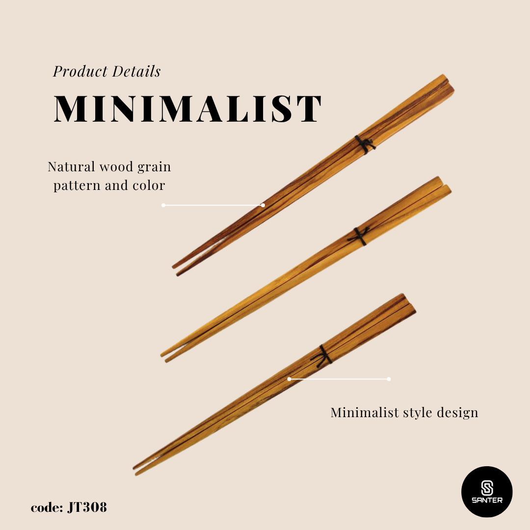 JT308. Teak Wood Chopstick / Wooden Chopstick / Noodle Chopstick
