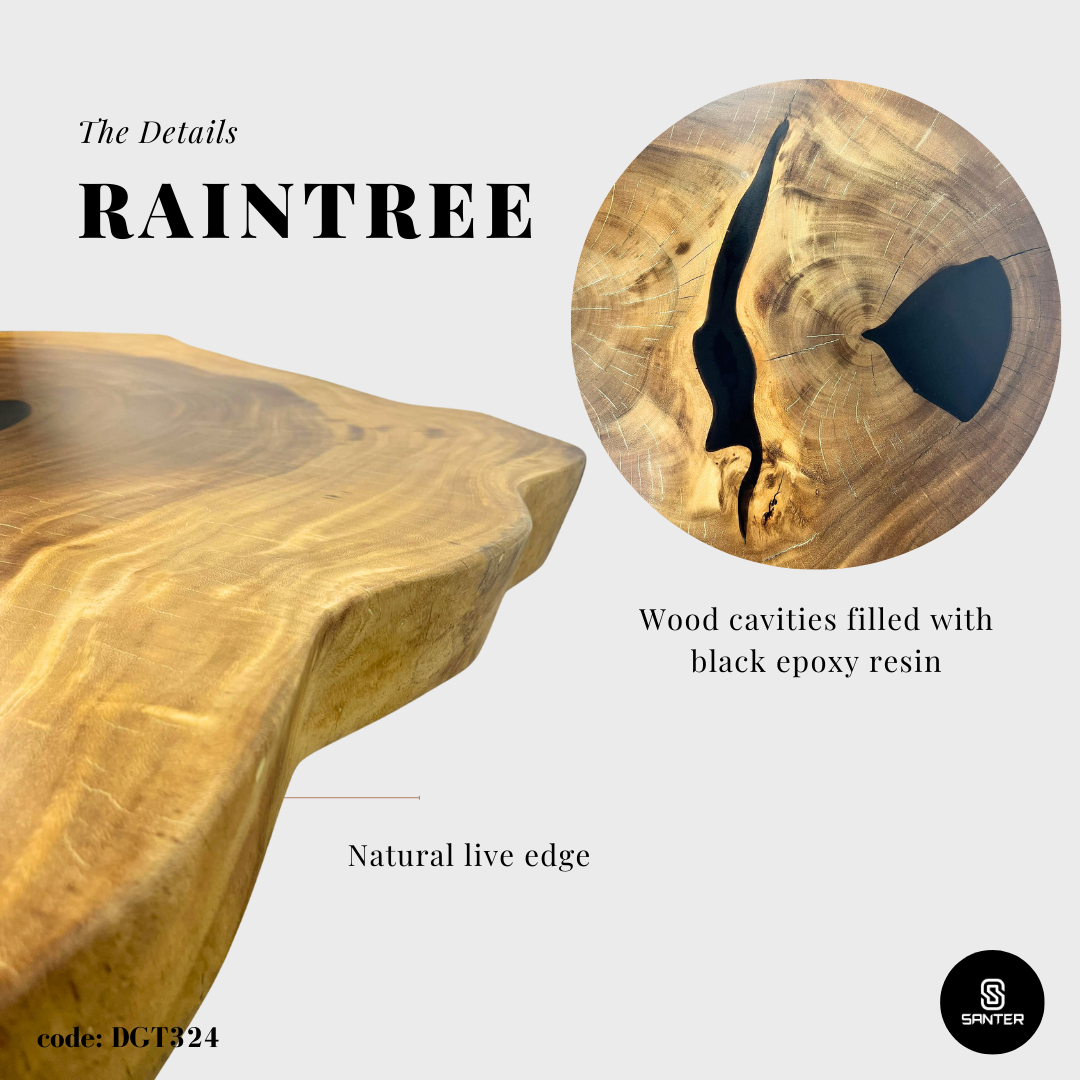 DGT324. Raintree Solid Wood Dining Table / Tea Table / 6 Seater Wooden Table