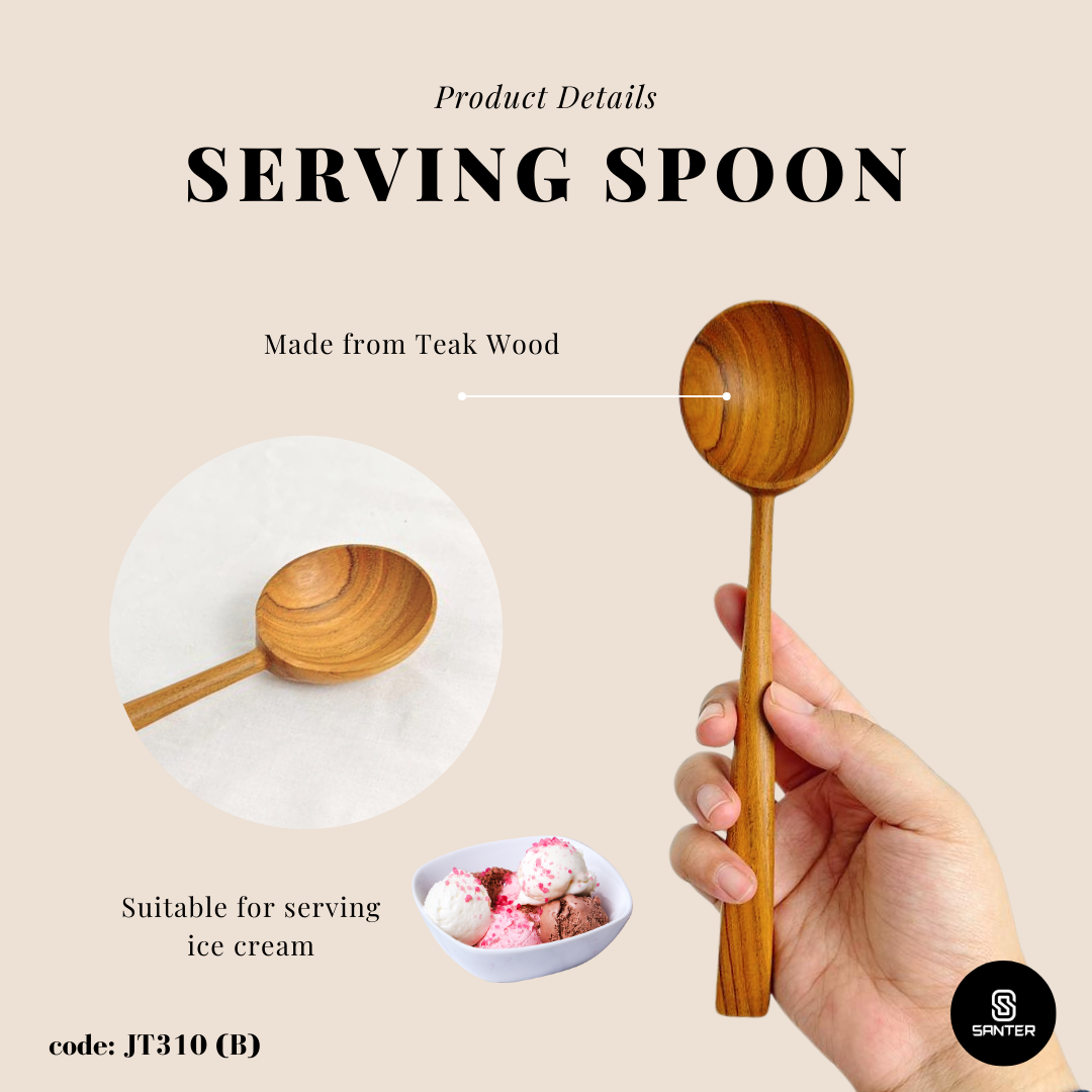 JT310. Teak Wood Serving Spoon/ Scoop Spoon/ Wooden Spoon/ Coffee Scoop