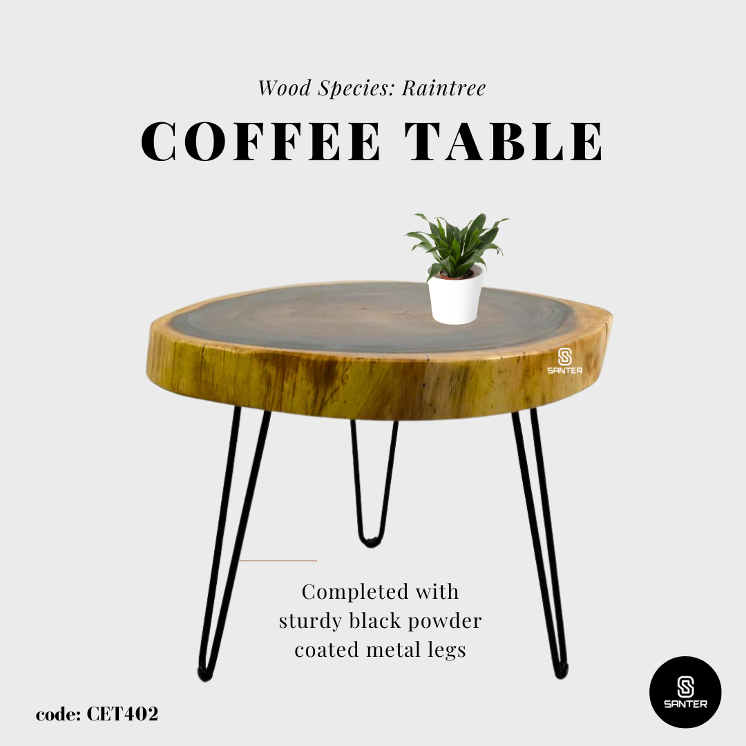 CET402. Raintree Solid Wood Coffee Table/ Sofa Table/ Living Room Table/ Side Table/ Wooden Table