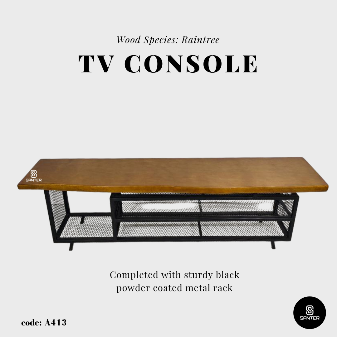 A413. Raintree Solid Wood TV Console Table / Wooden Bench / Storage Bench / TV Bench