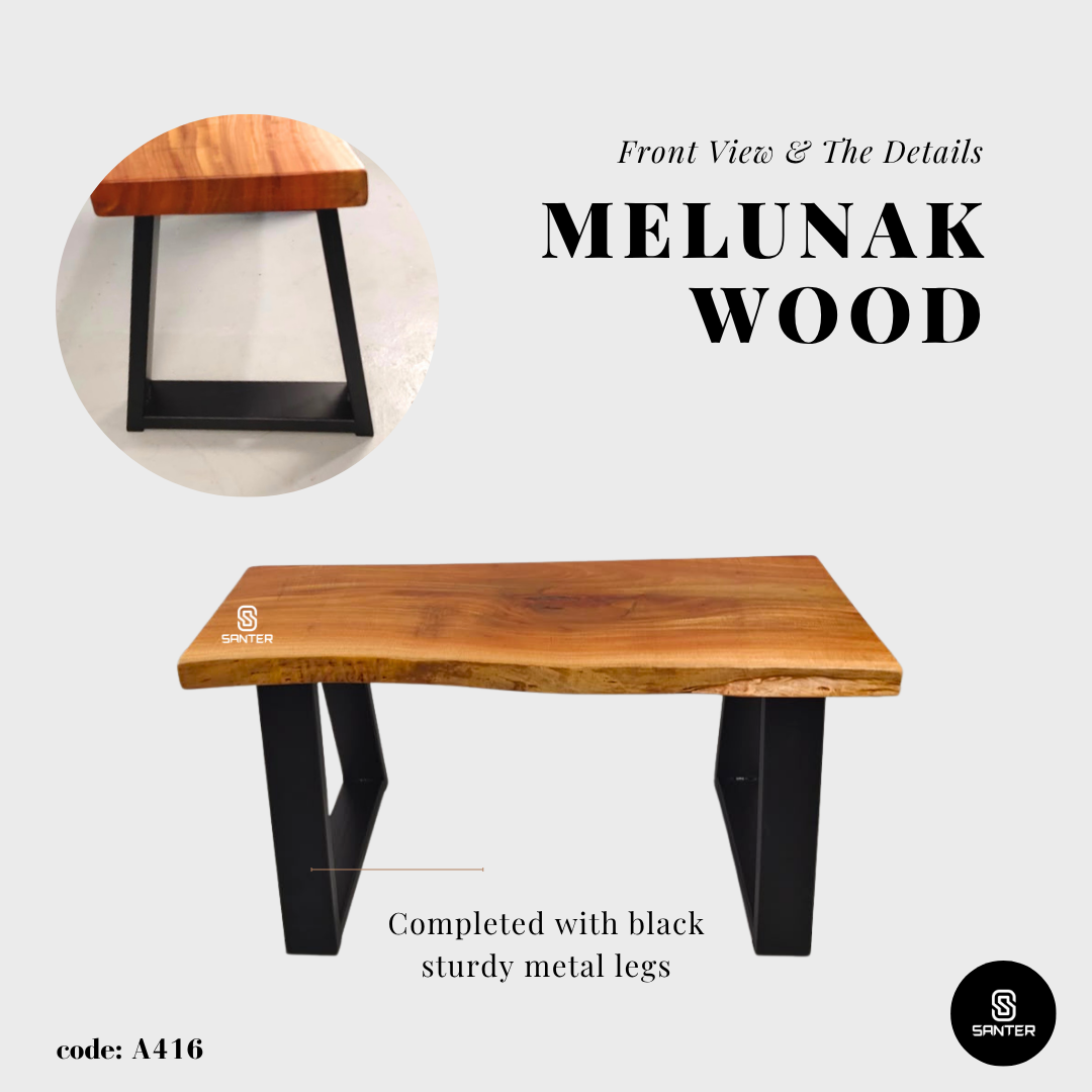 A416. Melunak Solid Wood Rustic Bench / Sitting Bench / Wooden Bench / Shoe Bench