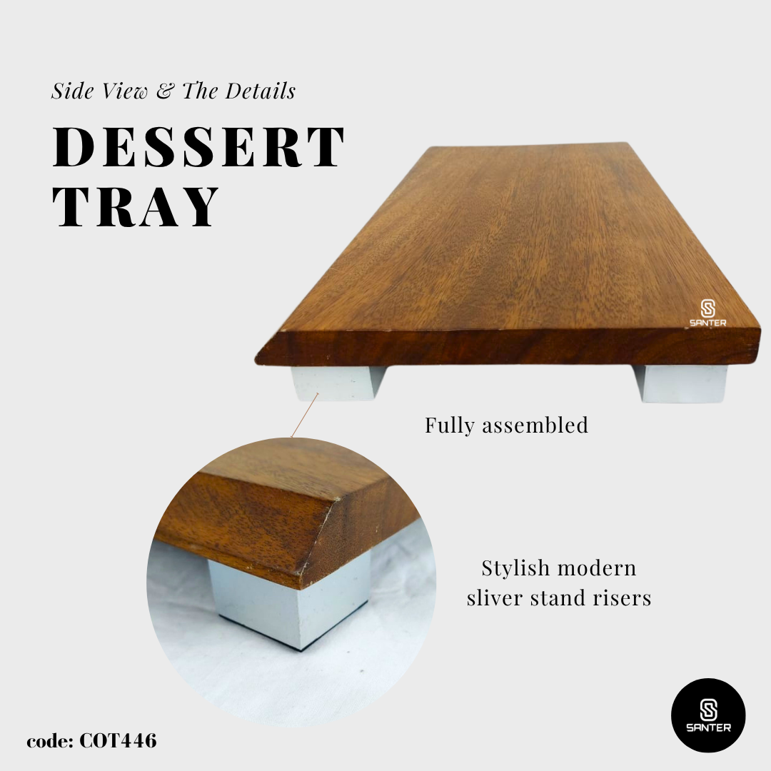 COT446. Raintree Solid Wood Monitor Rack/ Plant Tray/ Wooden Tray/ Dessert Tray/ Monitor Stand Riser