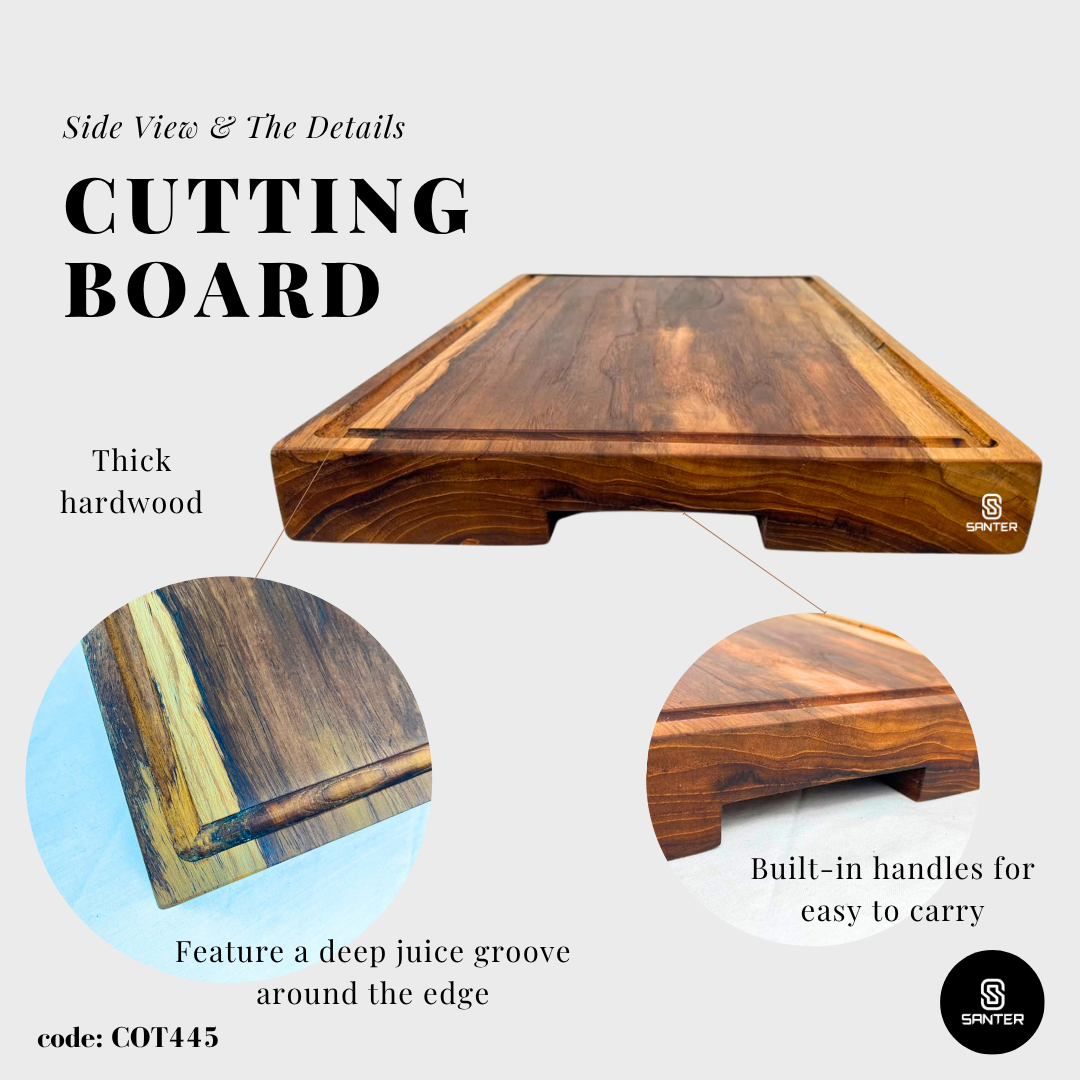 COT445. Teak Wood Butcher Block/ Large Chopping Board/ Serving Tray/ Cutting Board/ Hardwood Chopping Board