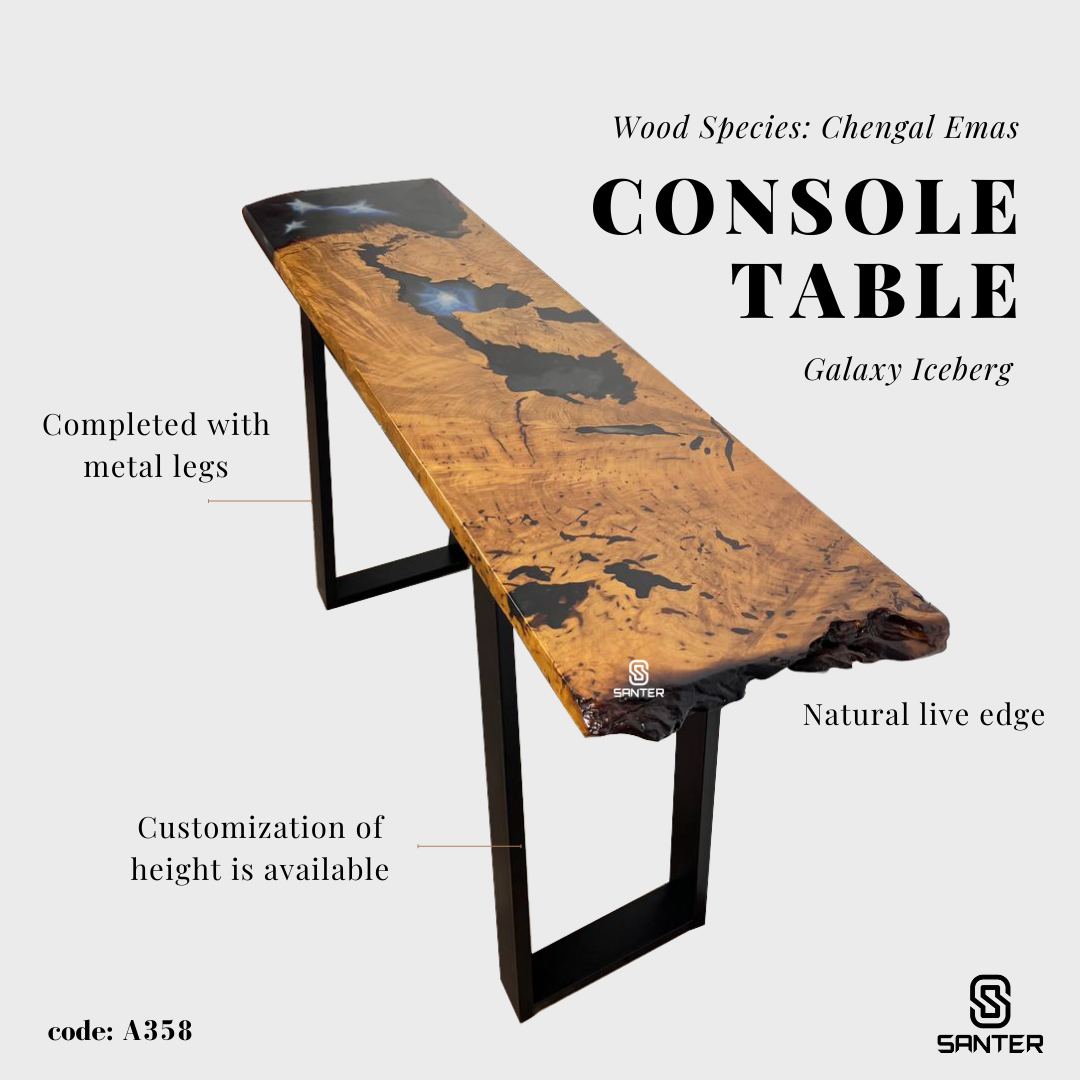 A358. Chengal Emas Solid Wood Console Table (Galaxy Iceberg)