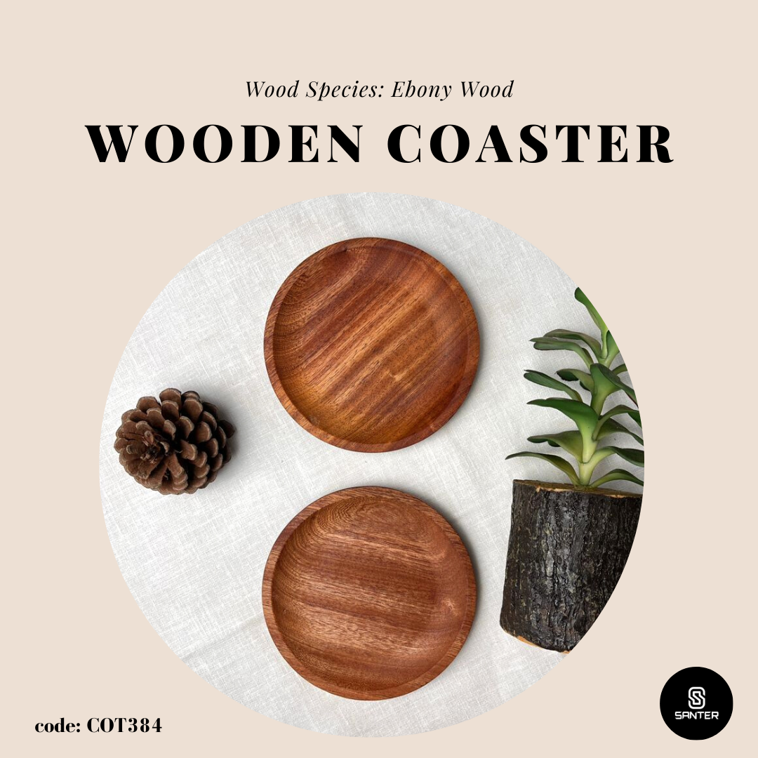 COT384. Round Wooden Coaster/ Cup Coaster/ Vanity Tray