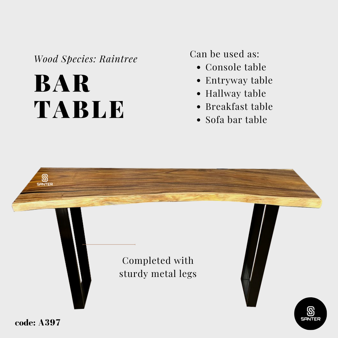 A397. Raintree Solid Wood Bar Table / Console Table