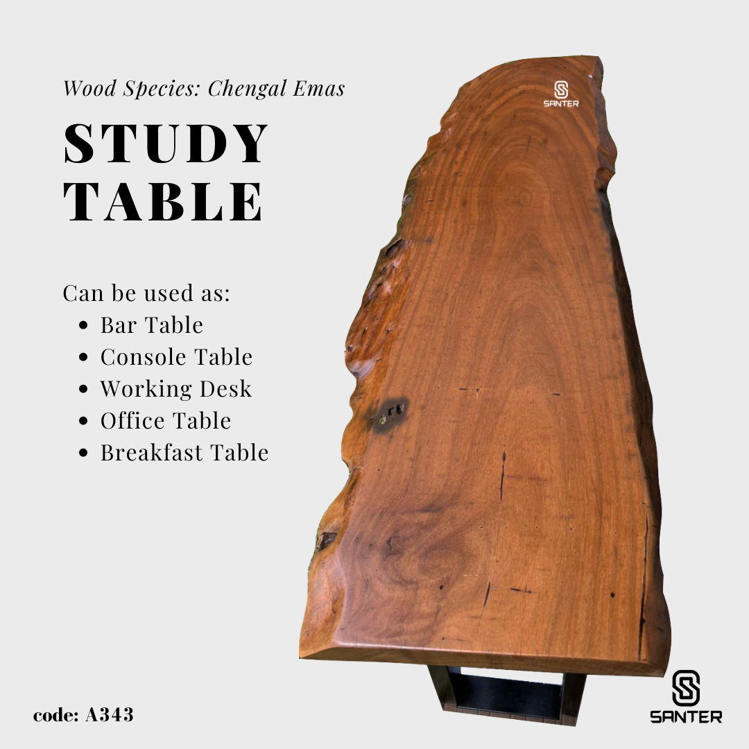 A343. Chengal Emas Solid Wood Study Table / Bar Table / Console Table