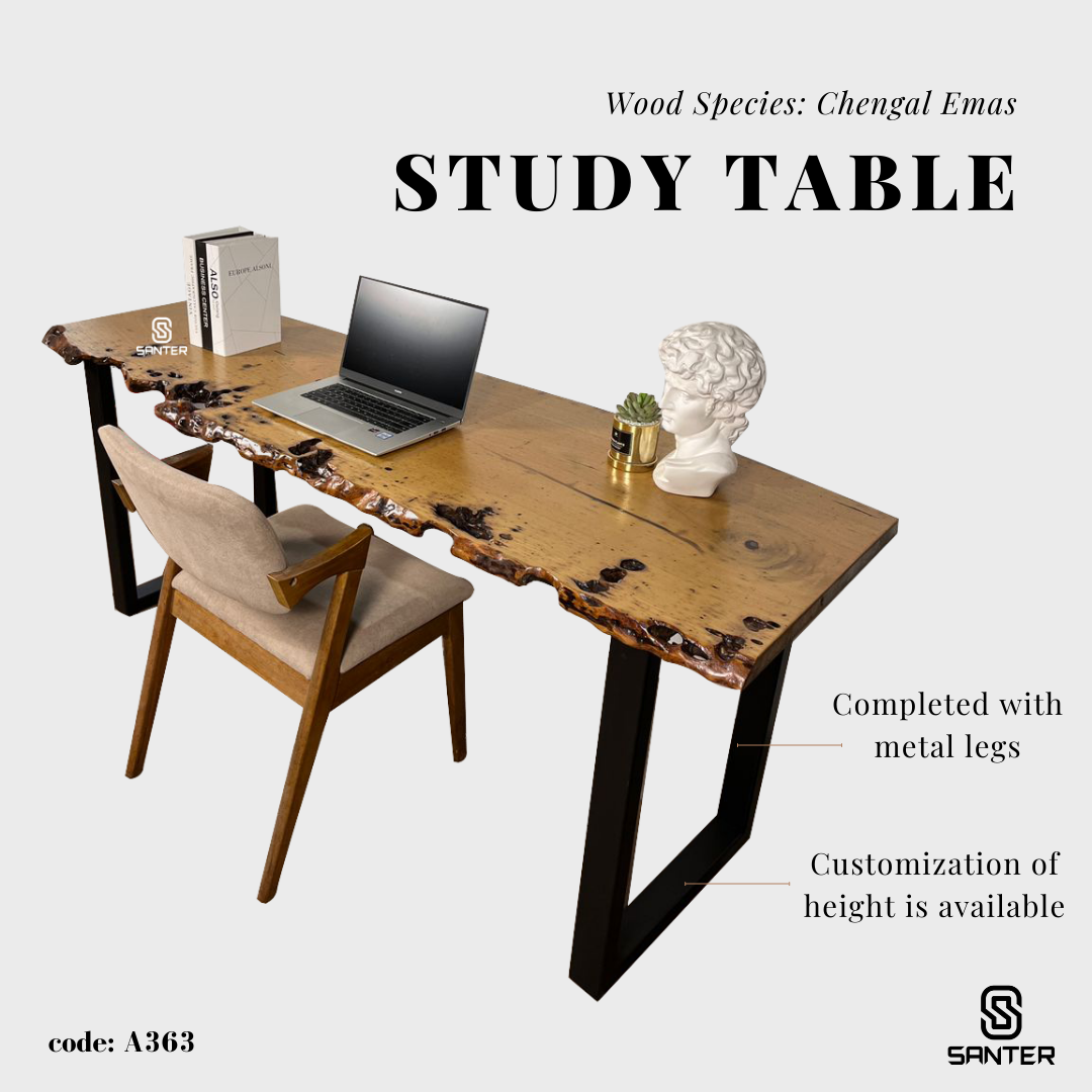 A363. Chengal Emas Solid Wood Study Table/ Office Table