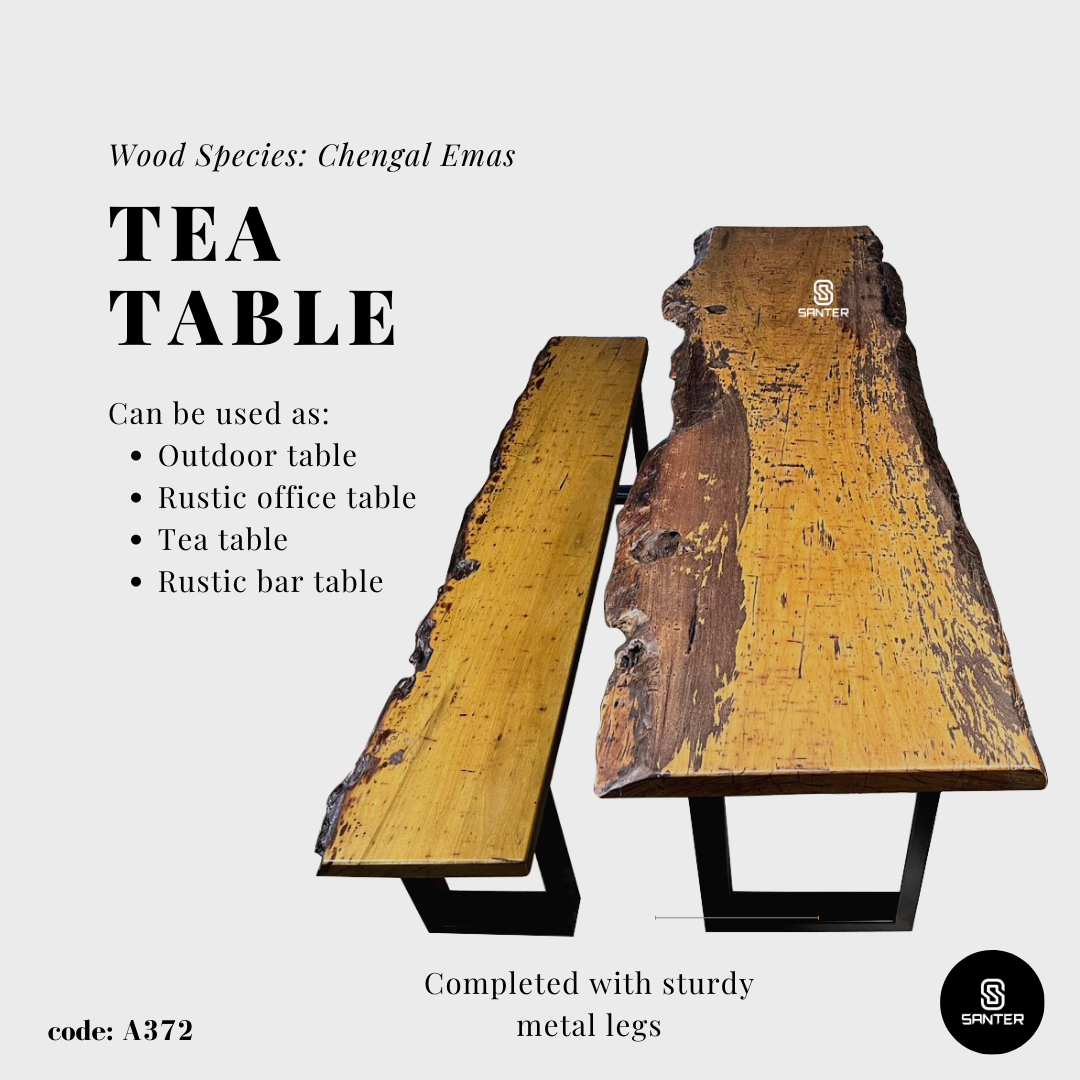 A372. Chengal Emas Solid Wood Tea Table / Outdoor Table