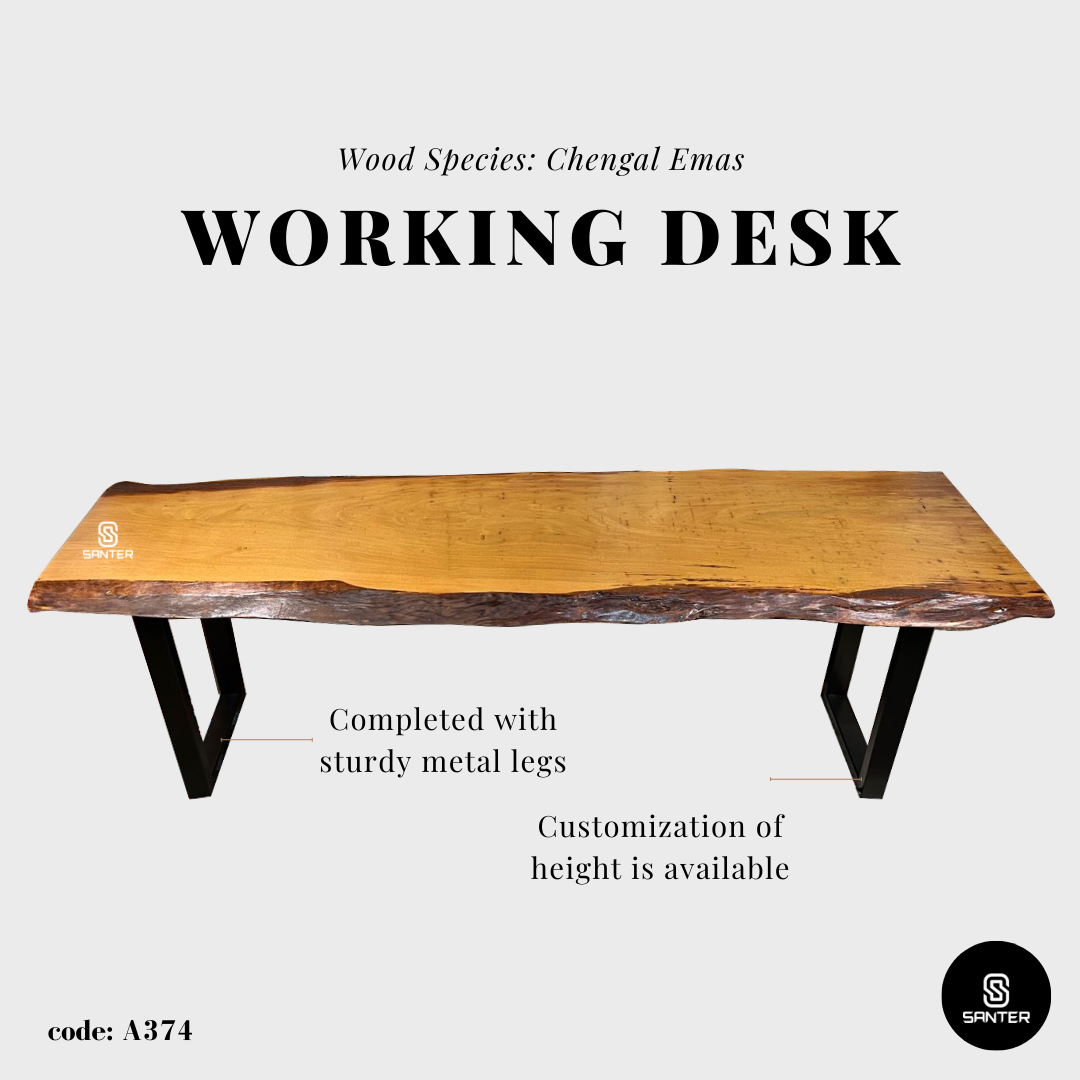 A374. Chengal Emas Solid Wood Study Table/ Working Desk/ Bar Dining Table / Console Table