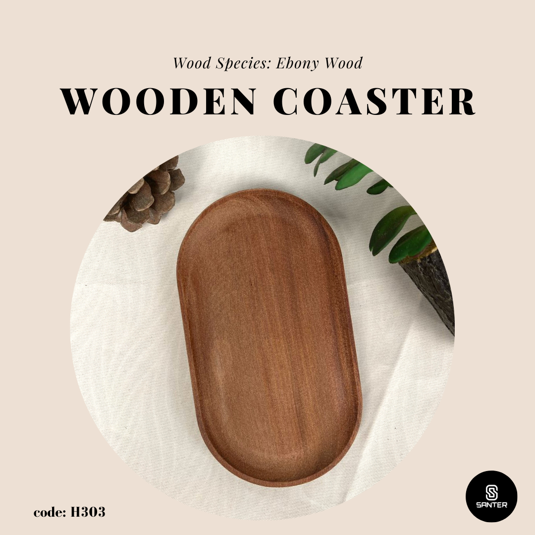 H303. Oval Wooden Coaster/ Cup Coaster/ Vanity Tray