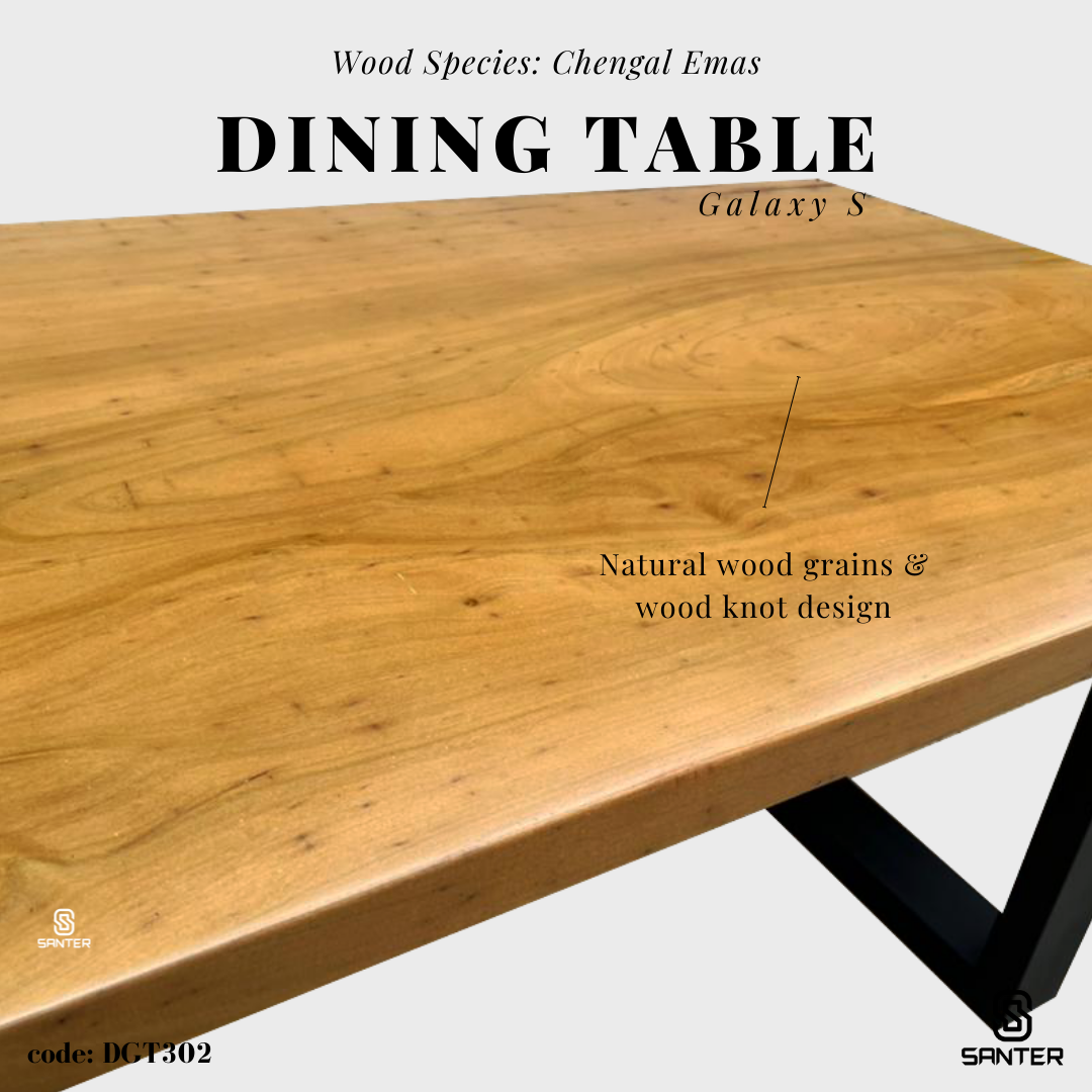 DGT302. Chengal Emas Solid Wood Dining Table / Office Table (6 to 8 seater)