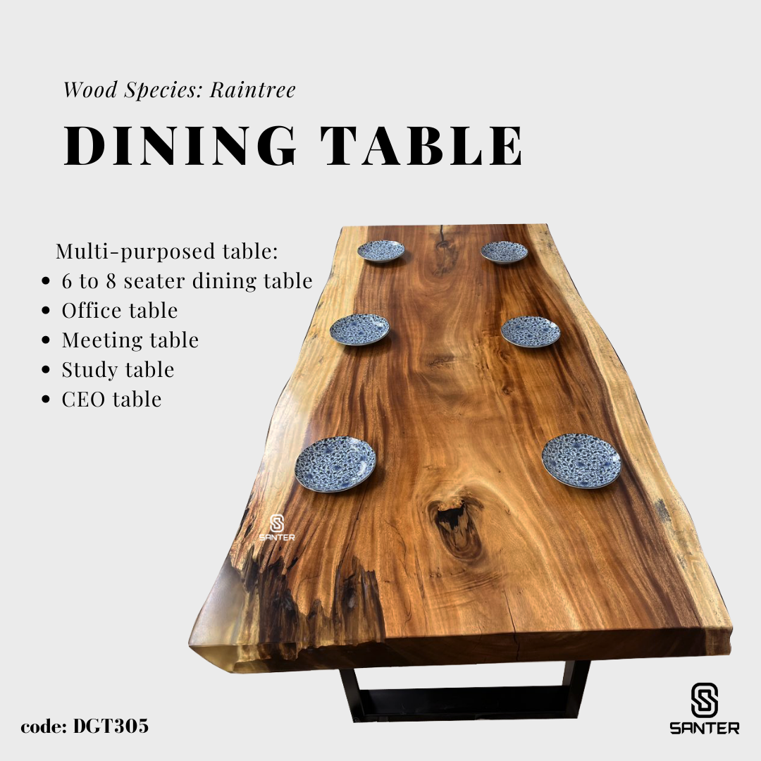 DGT305. Raintree Solid Wood Dining Table (6 to 8 seater)