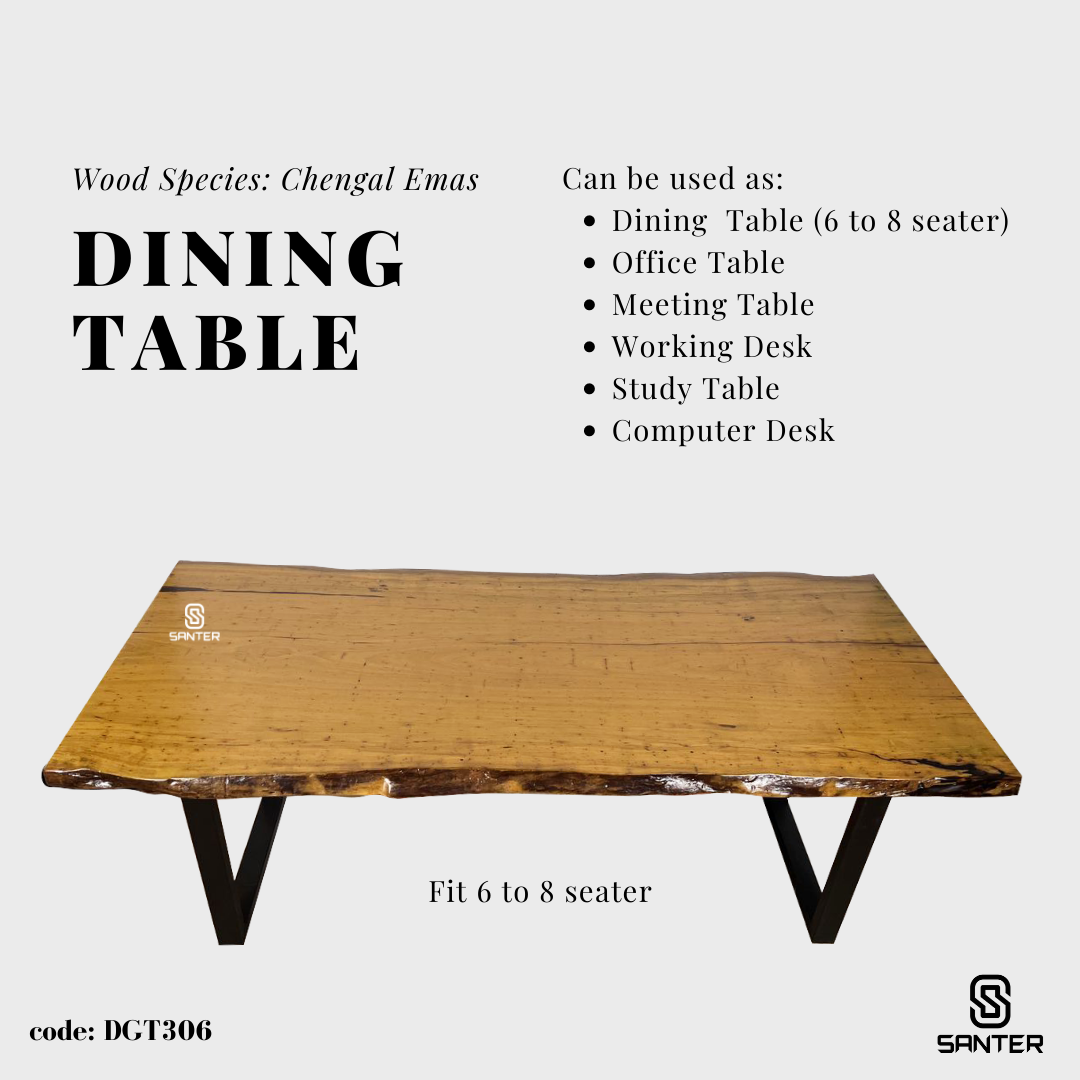 DGT306. Chengal Emas Solid Wood Dining Table / Office Table (6 to 8 seater)