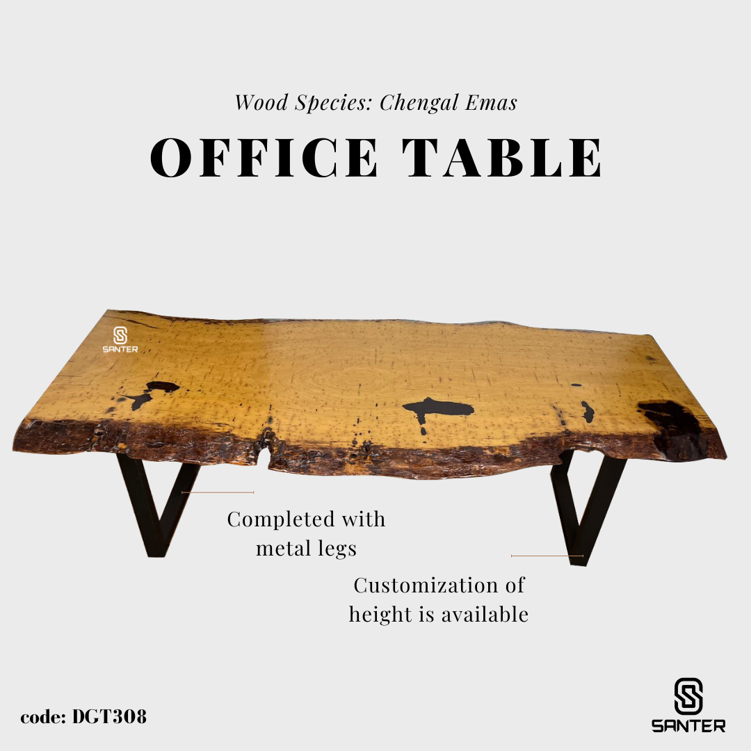 DGT308. Chengal Emas Solid Wood Dining Table / Office Table (4 to 6 seater)