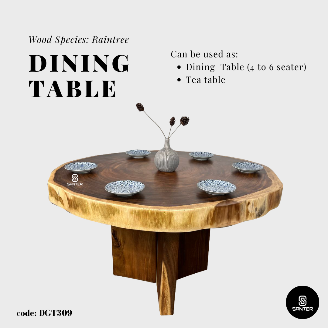 DGT309. Raintree Solid Wood Round Dining Table / Tea Table (4 to 6 seater)
