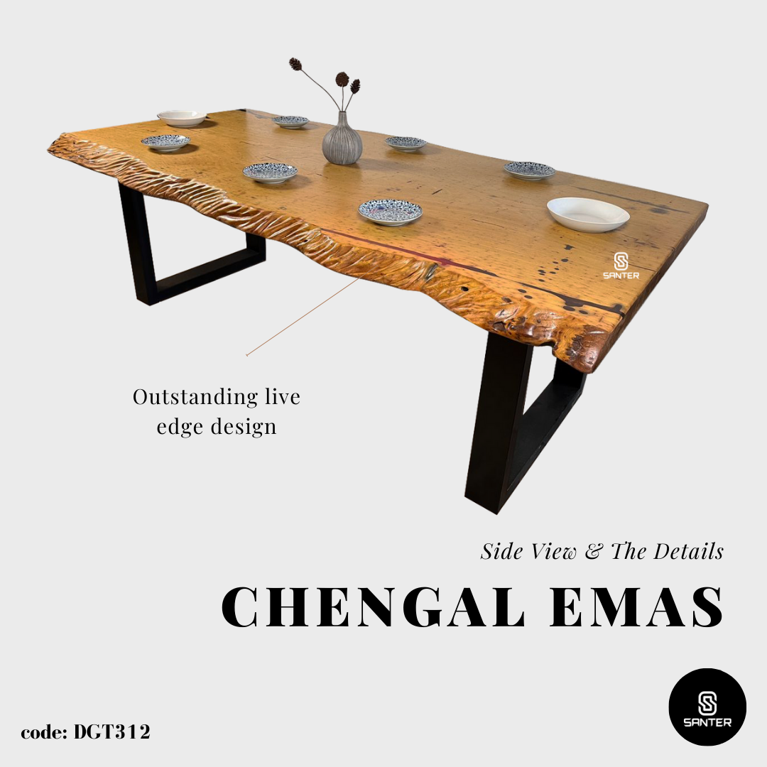 DGT312. Chengal Emas Solid Wood Dining Table/ Meeting Table (8 to 10 seater)