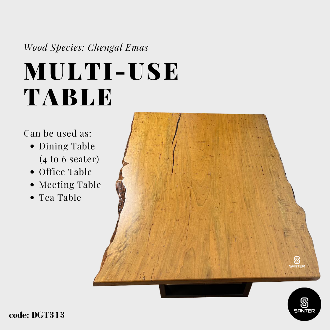DGT313. Chengal Emas Solid Wood Dining Table/ Tea Table (6 seater)
