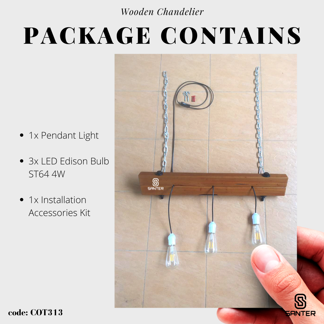 COT313. Wooden Pendant Light / Wooden Chandelier