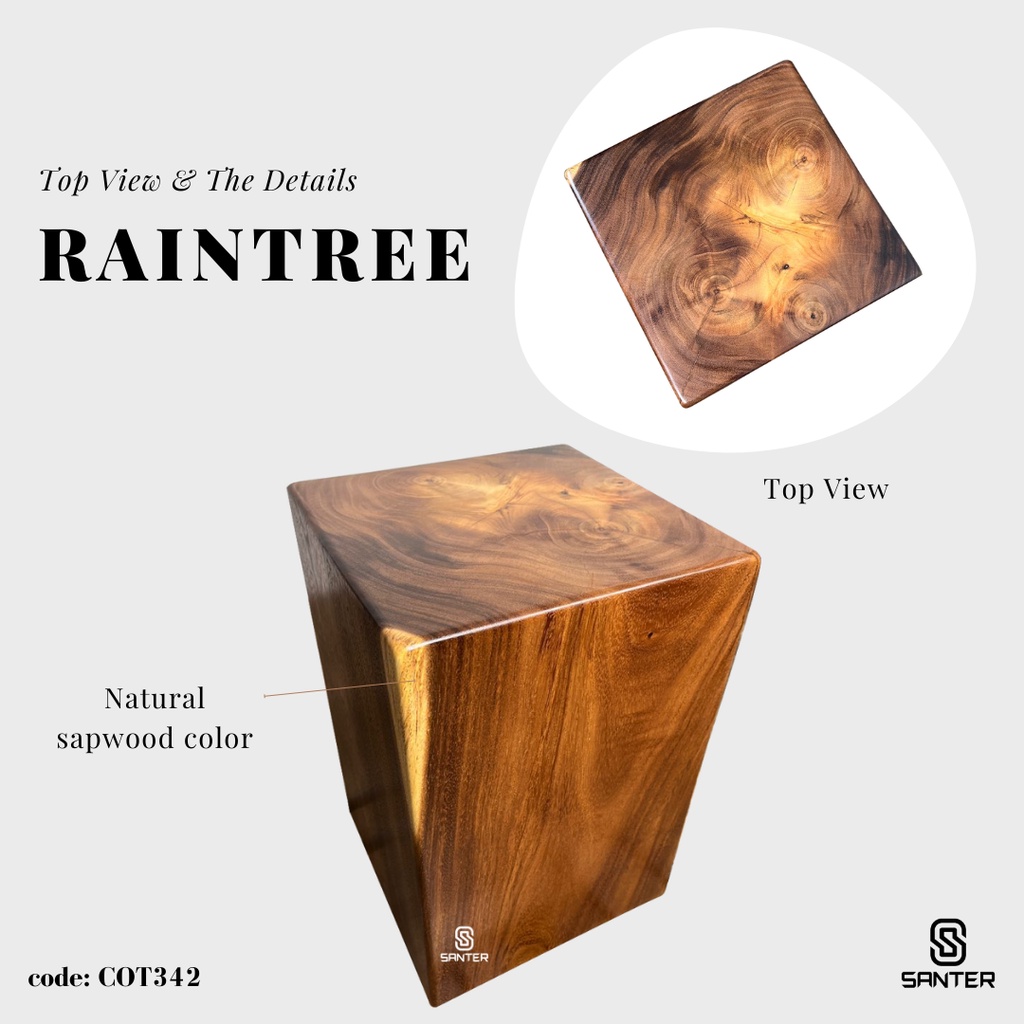 COT342. Raintree Solid Wood Stump / Stool / Pedestal / Side Table