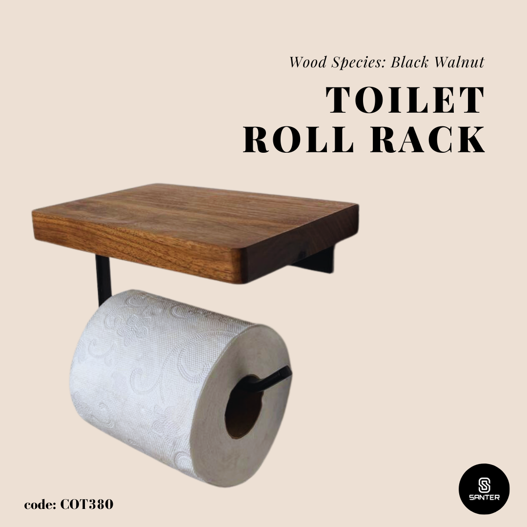COT380. Black Walnut Solid Wood Toilet Paper Roll Holder