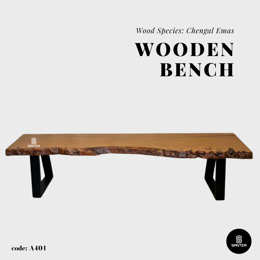 A401. Chengal Emas Solid Wood TV Console Table / Wooden Bench