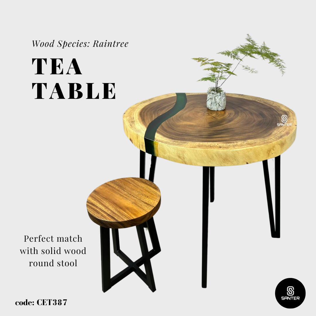 CET387. Raintree Solid Wood Tea Table / Coffee Table (Emerald Green)