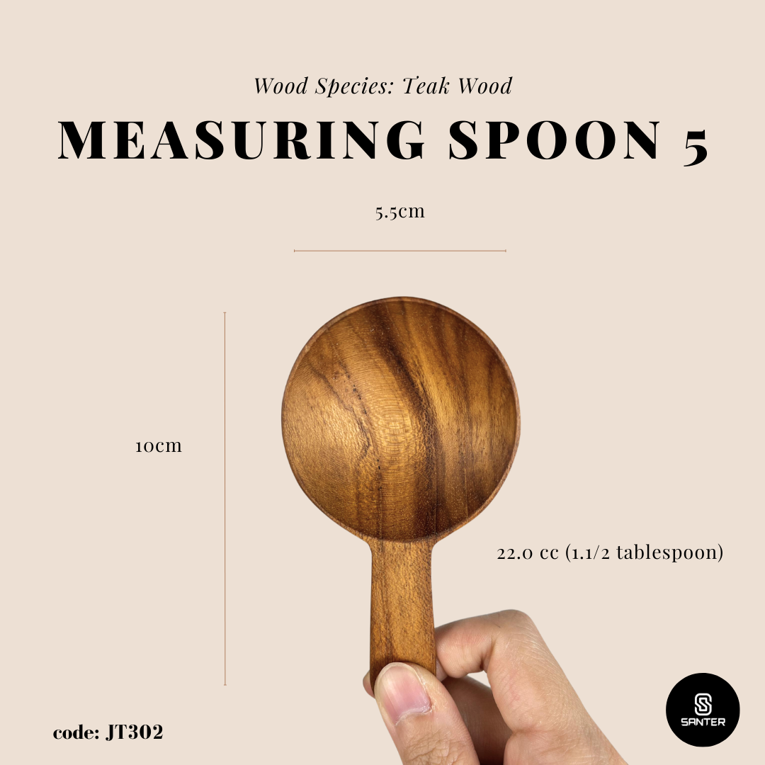 JT302. Teak Wood Wooden Measurings Spoon Set