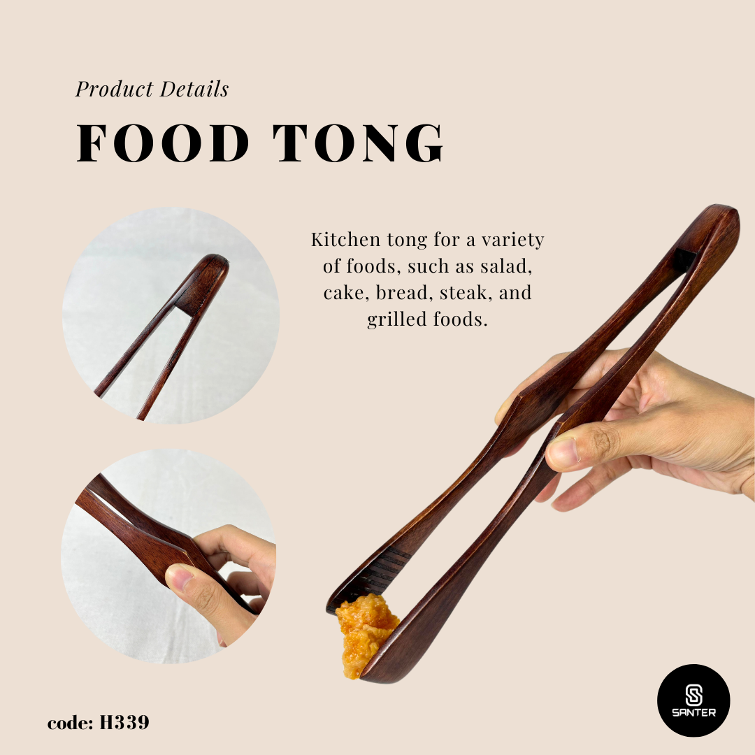 H339. Redwood Wooden Food Tongs / Kitchen Cooking Tool / Wooden Clip Tongs