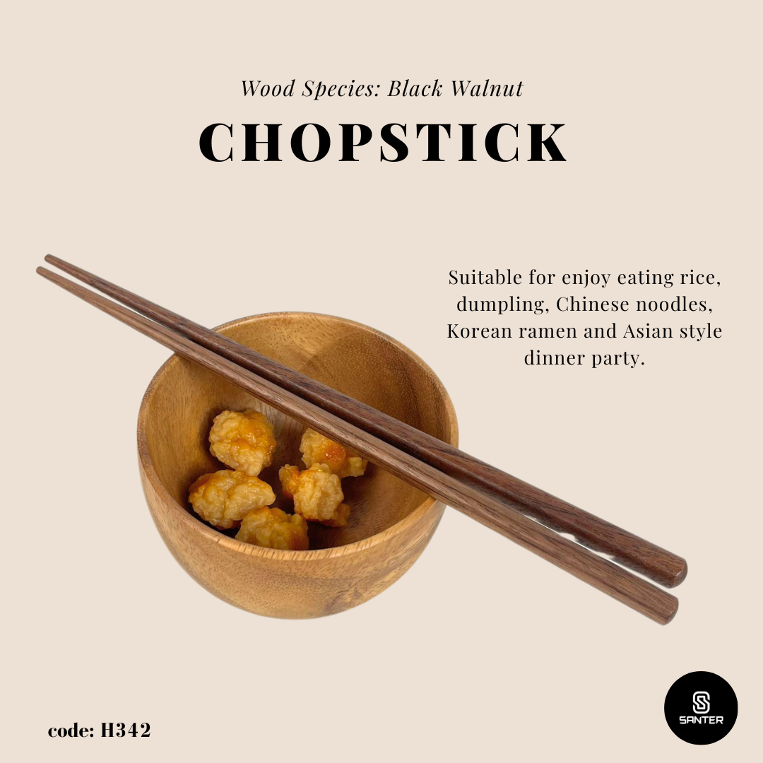 H342. Black Walnut Solid Wood Chopstick / Wooden Chopstick