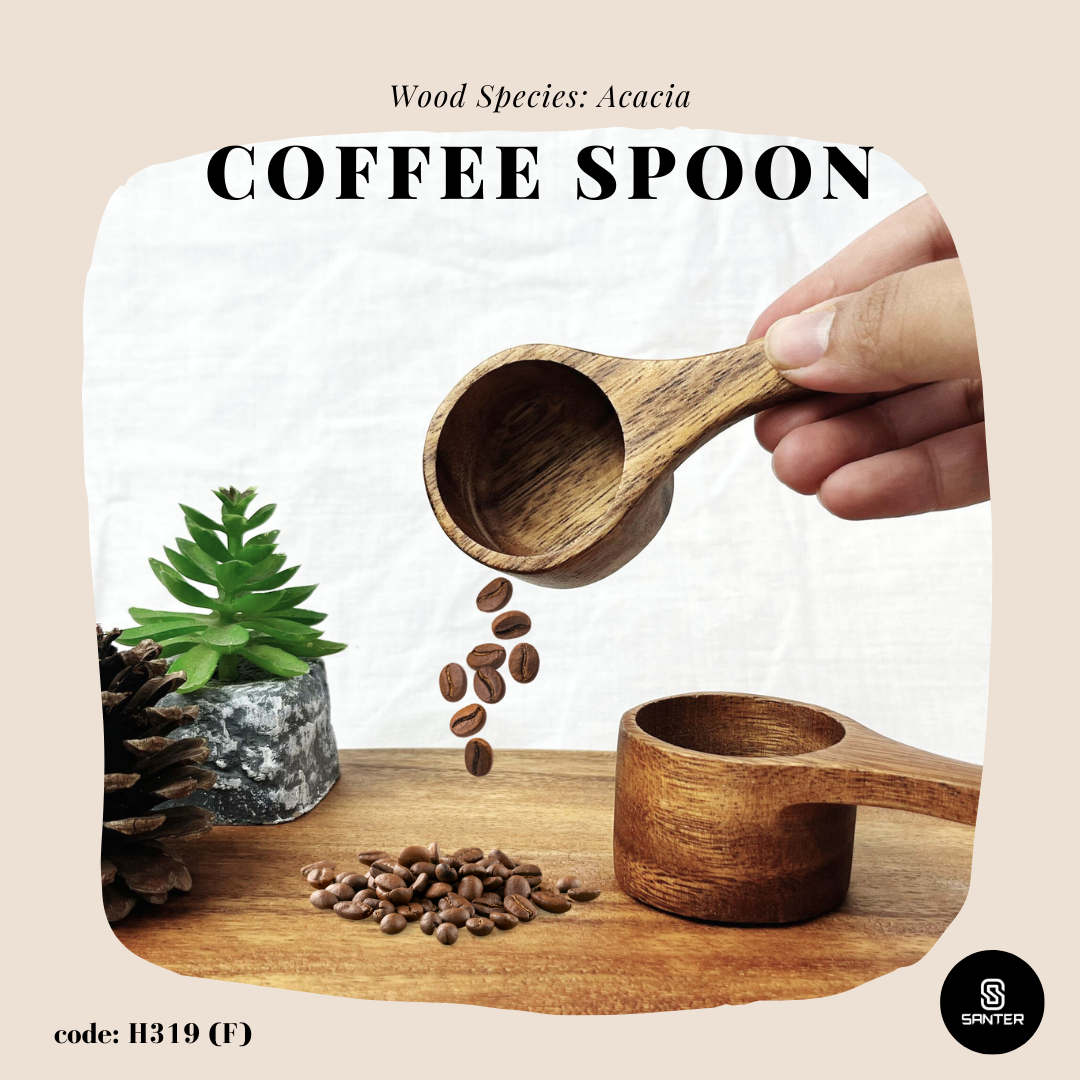 H319 (F). Acacia Wood Wooden Coffee Spoon / Tea Spoon / Wooden Coffee Ground Spoon / Measuring Spoon