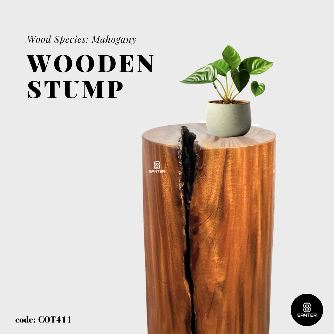 COT411. Mahogany Solid Wood Artistic Stump / Wooden Pedestal / Wooden Stump