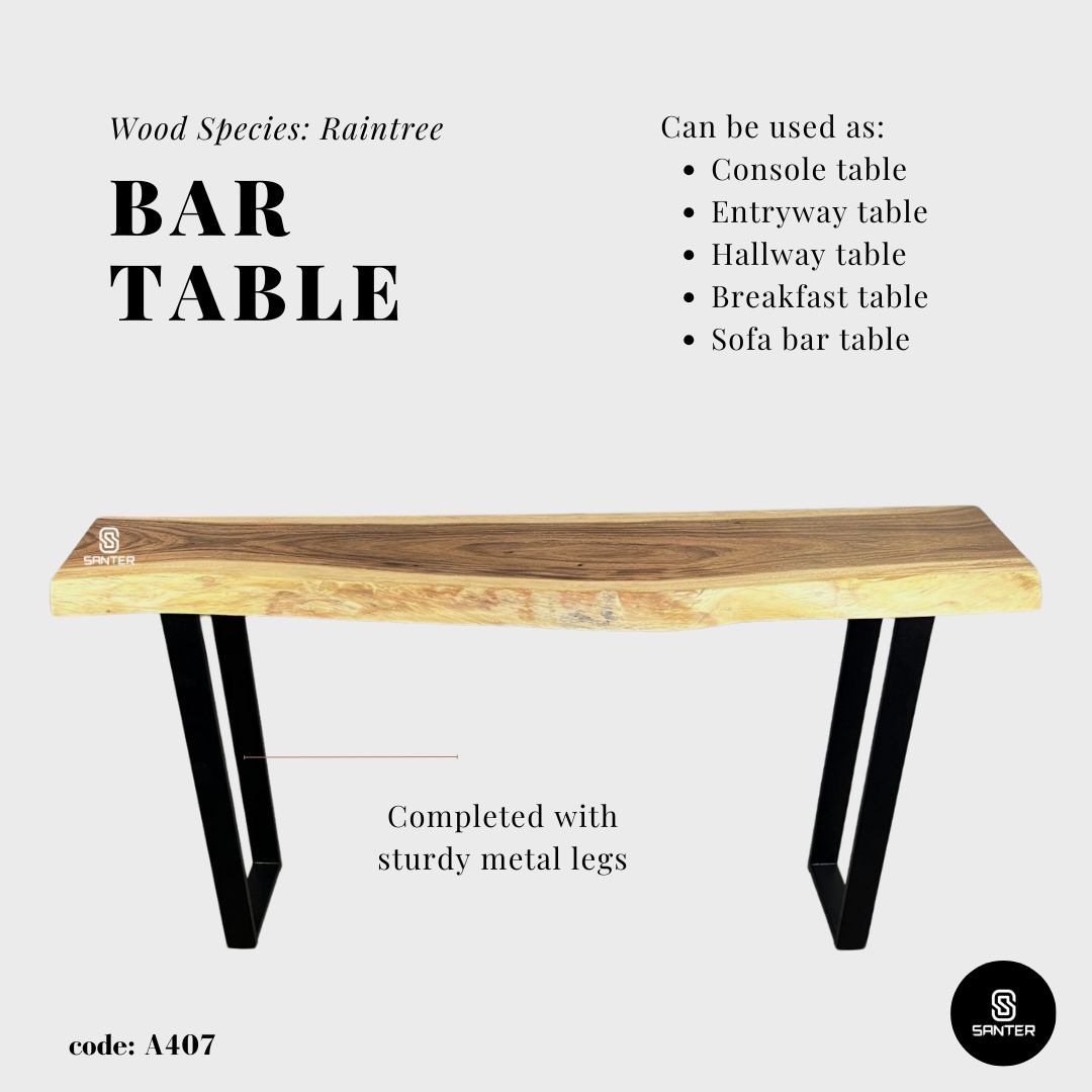 A407. Raintree Solid Wood Bar Table / Console Table