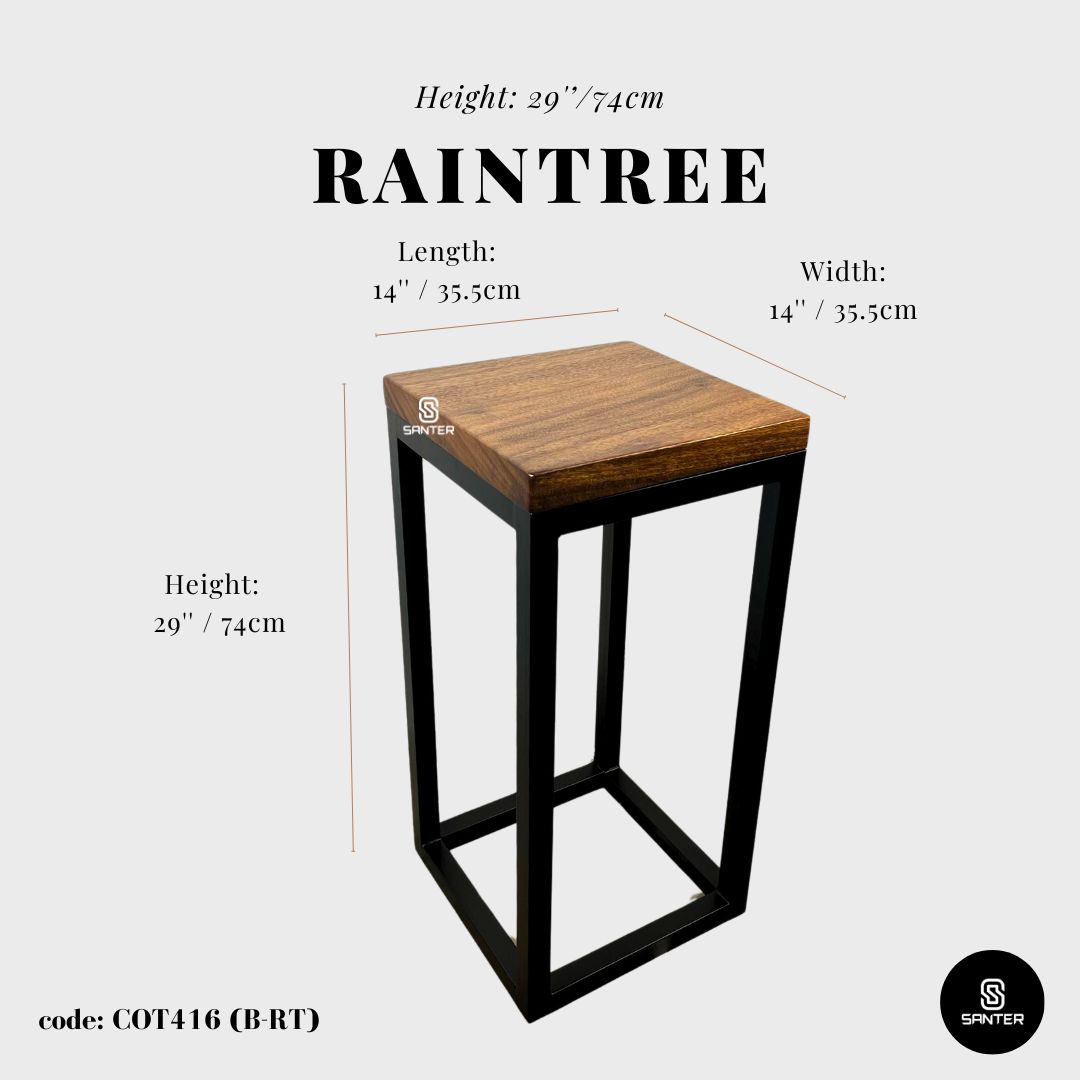 COT416. Chengal Emas or Raintree Solid Wood Wooden Pedestal / Plant Stool / Side Table / Garden Stool / Balcony Stool