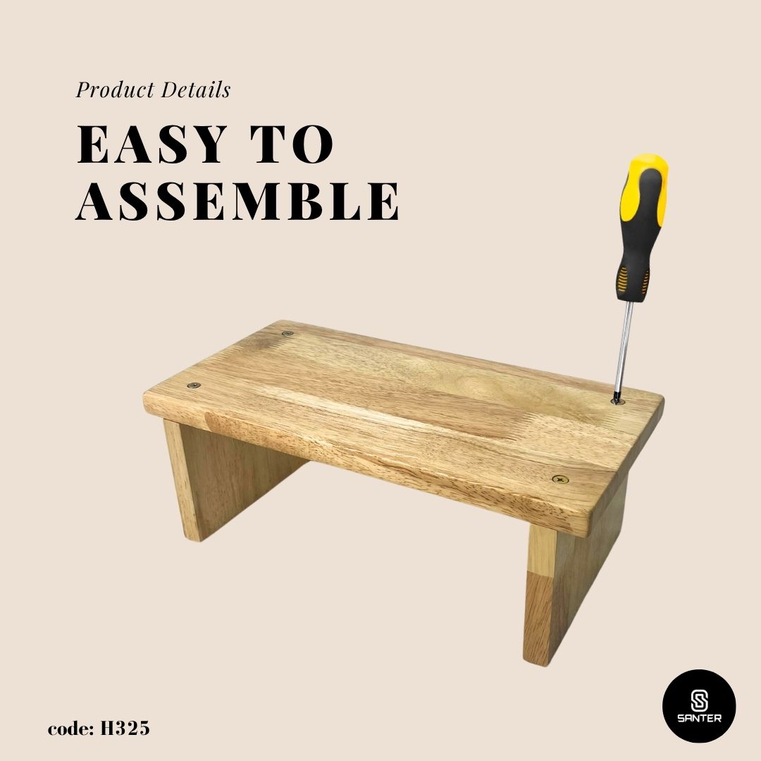 H325. Solid Rubber Wood Stool / Flower Pot Stool / Plant Stool / Small Bench